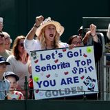 Mirra Andreeva cheering on Conchita Martinez (Getty)